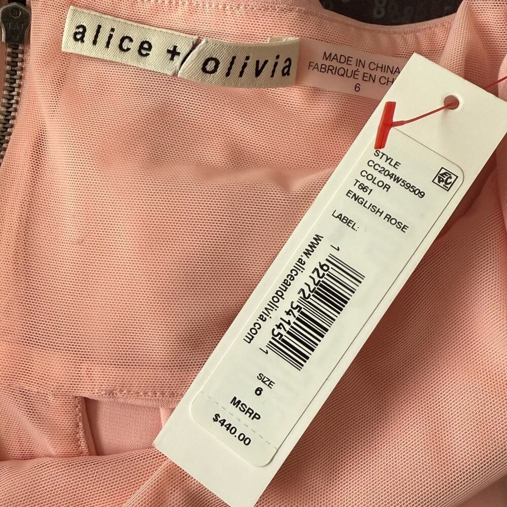 Alice + Olivia Marguerite Cutout Jersey Halterneck Maxi Dress English Rose Sz 6 - Picture 6 of 8